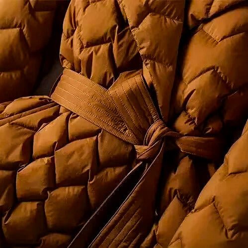 Isabella | Women's Belted Quilted Down Coat with Shawl Collar