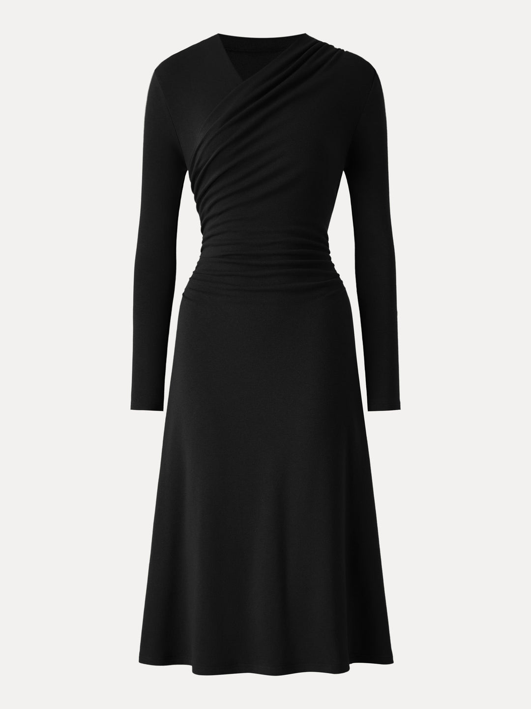ProWarm Crossover Wrap Neck Long Sleeve Midi Dress