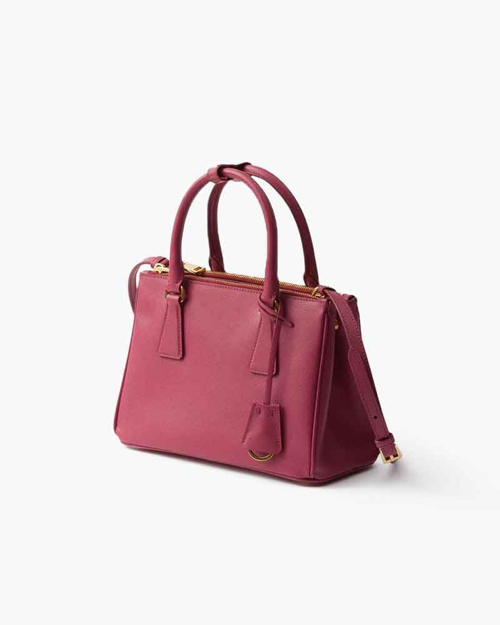 Black Double Zip Shoulder Handbag with Gold Hardware & Strap