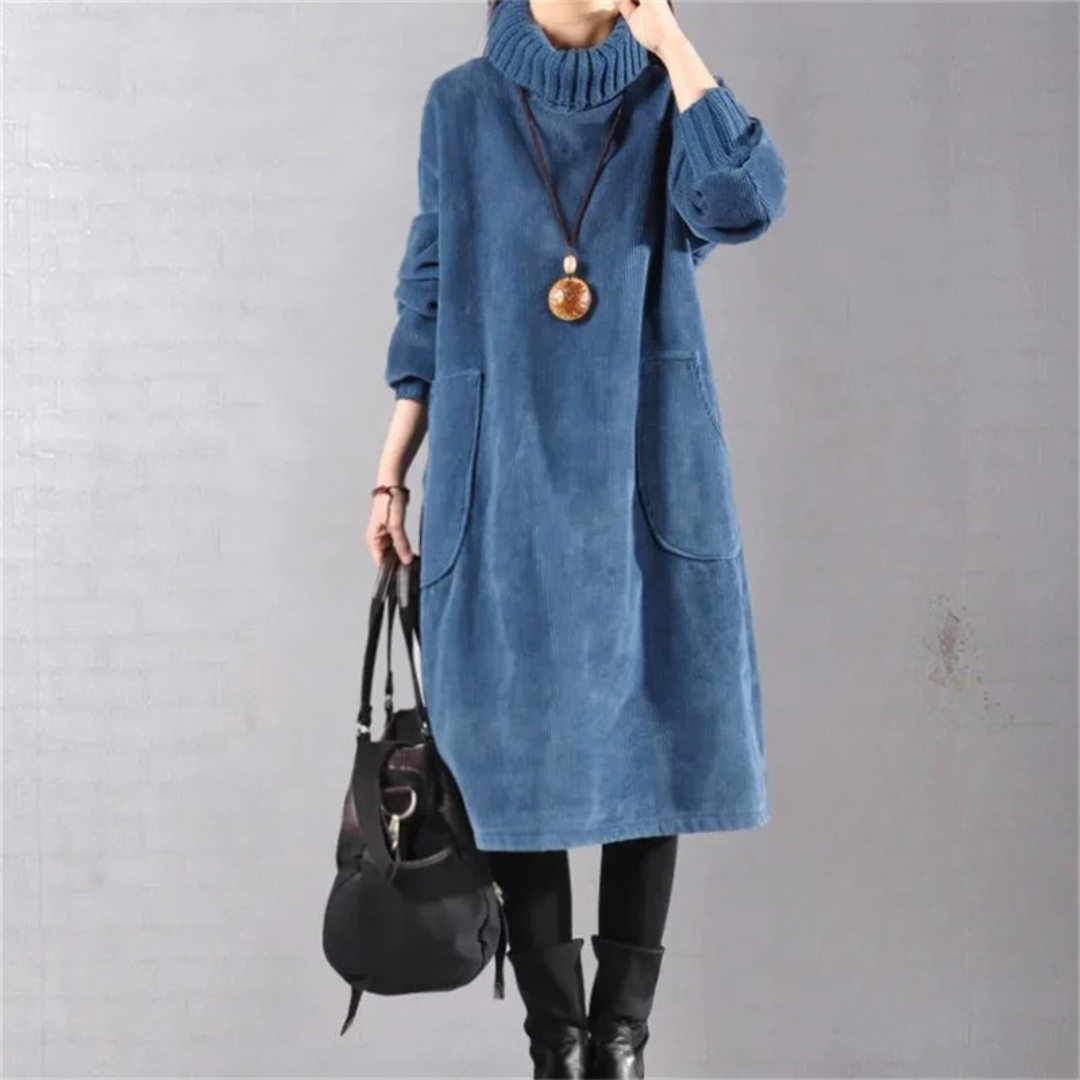 Marilyn cozy turtleneck dress outfit – women's casual winter fashion