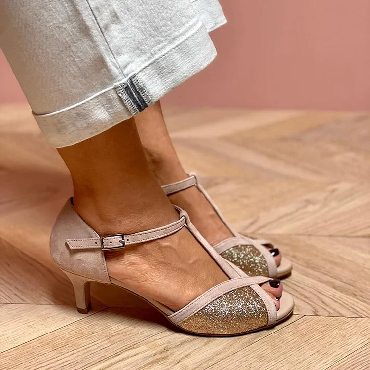 Glitter Sandal With Low Heel — back view