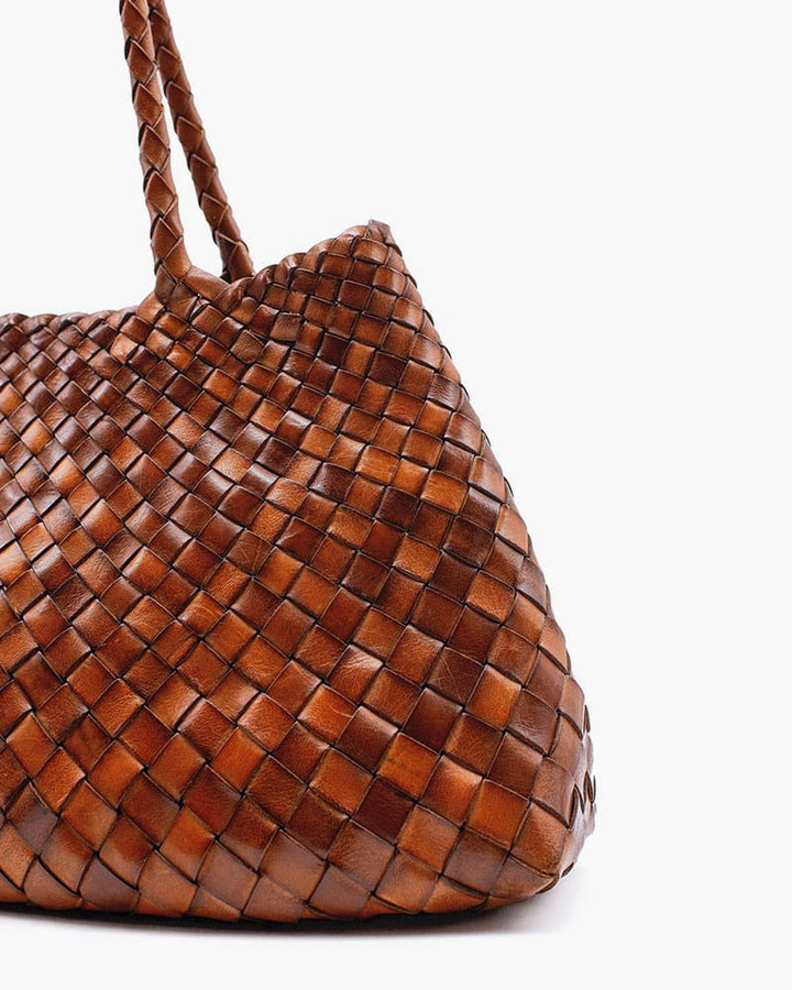 Sunny Weekend Woven Leather Market Tote