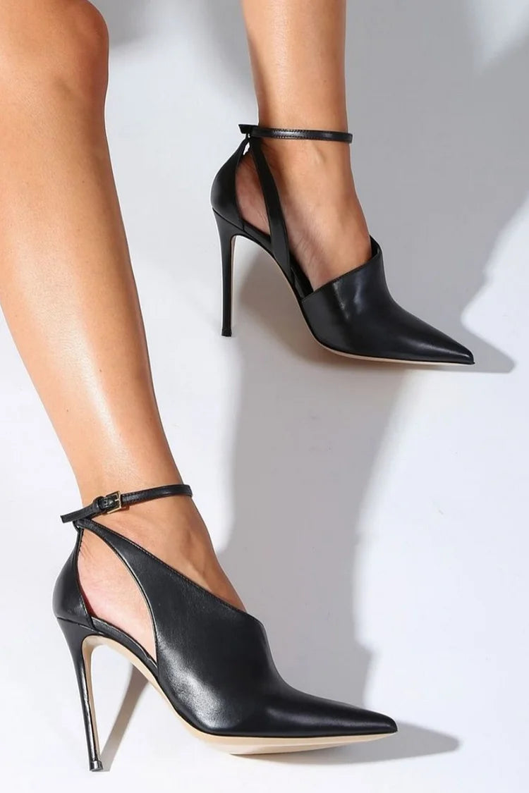 Pointed Toe With Ankle Strap — back view