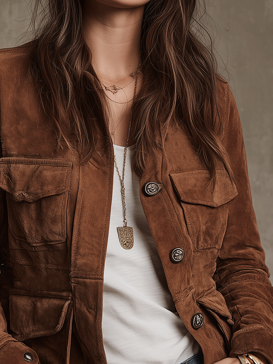 Vintage Brown Suede Utility Jacket | Harry & Kate London