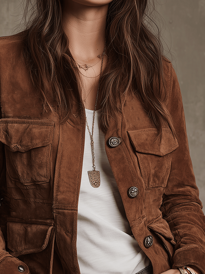 Vintage Brown Suede Utility Jacket | Harry & Kate London