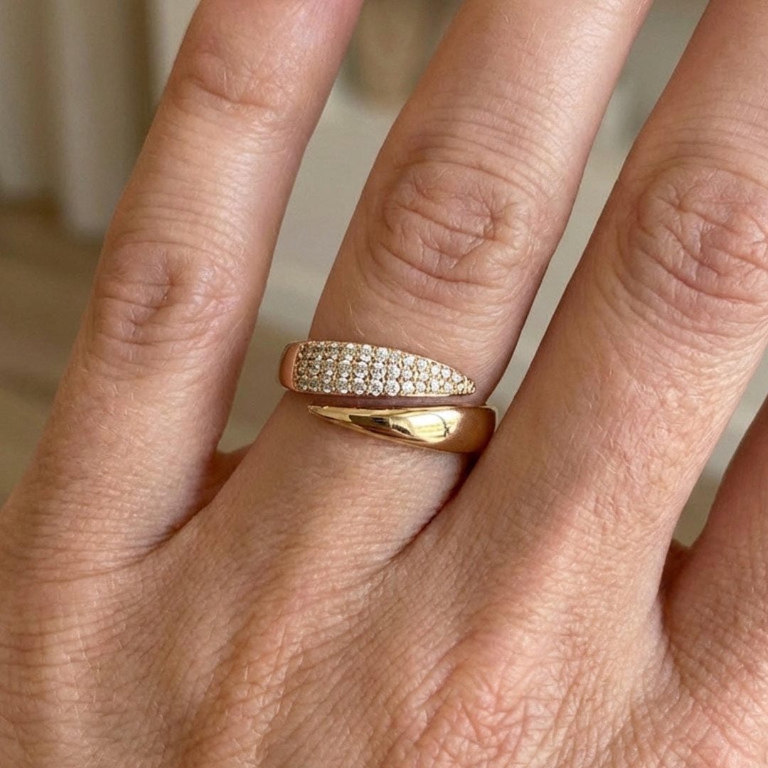 Main shot of the gold natural stone wrap ring