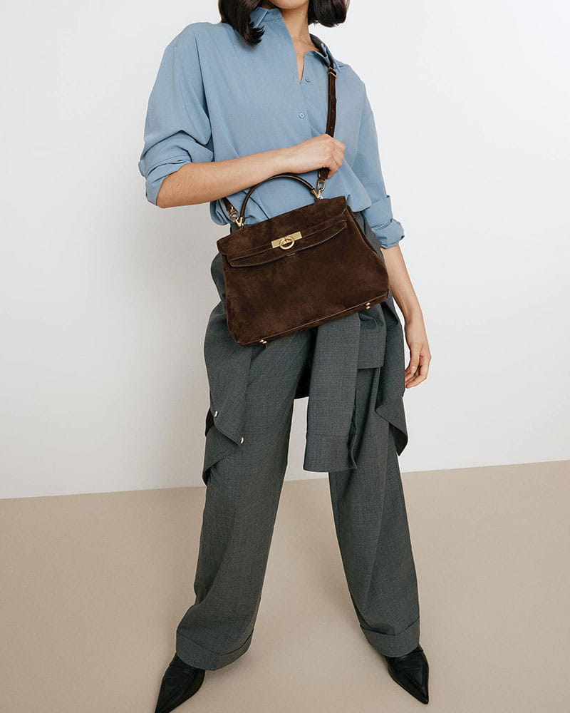 Chic City Daytime Suede Top Handle Satchel
