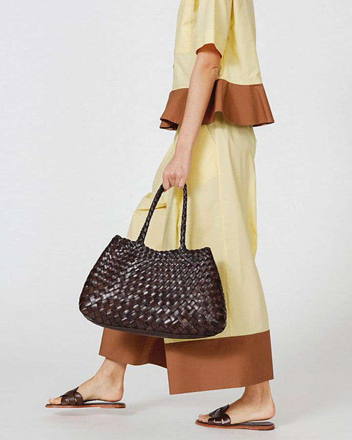 Sunny Weekend Woven Leather Market Tote