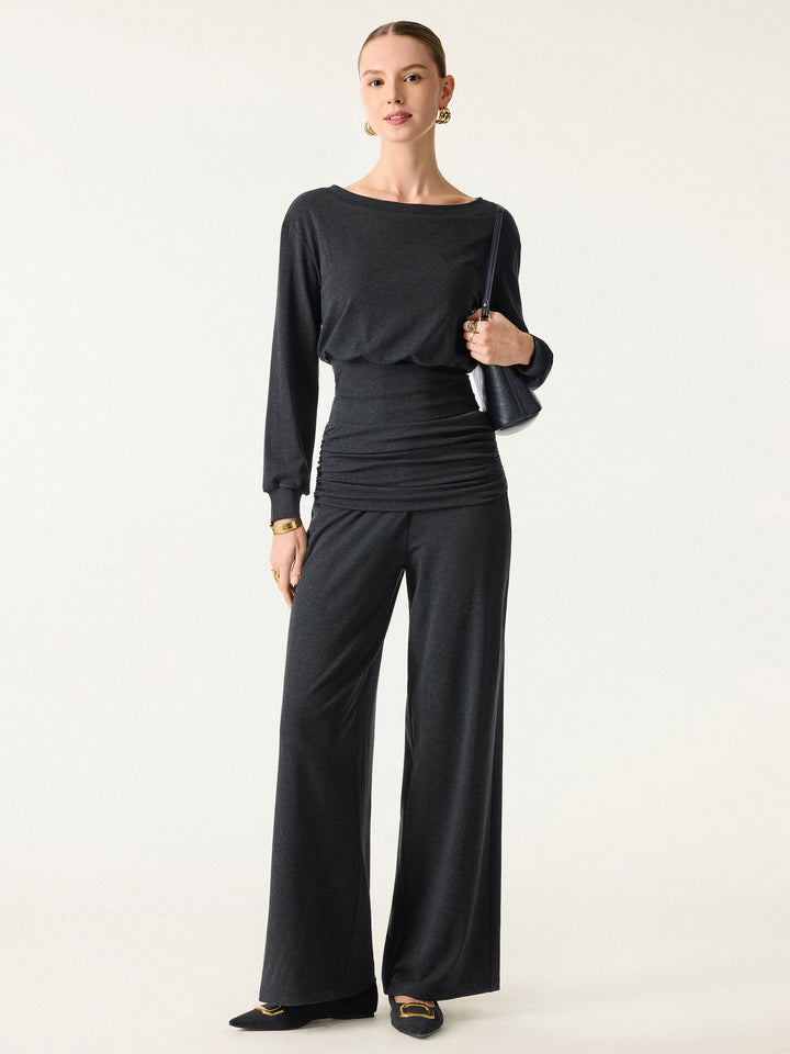 Non-Itchy Wool Blend Boatneck Built-In Bra Top 2.0