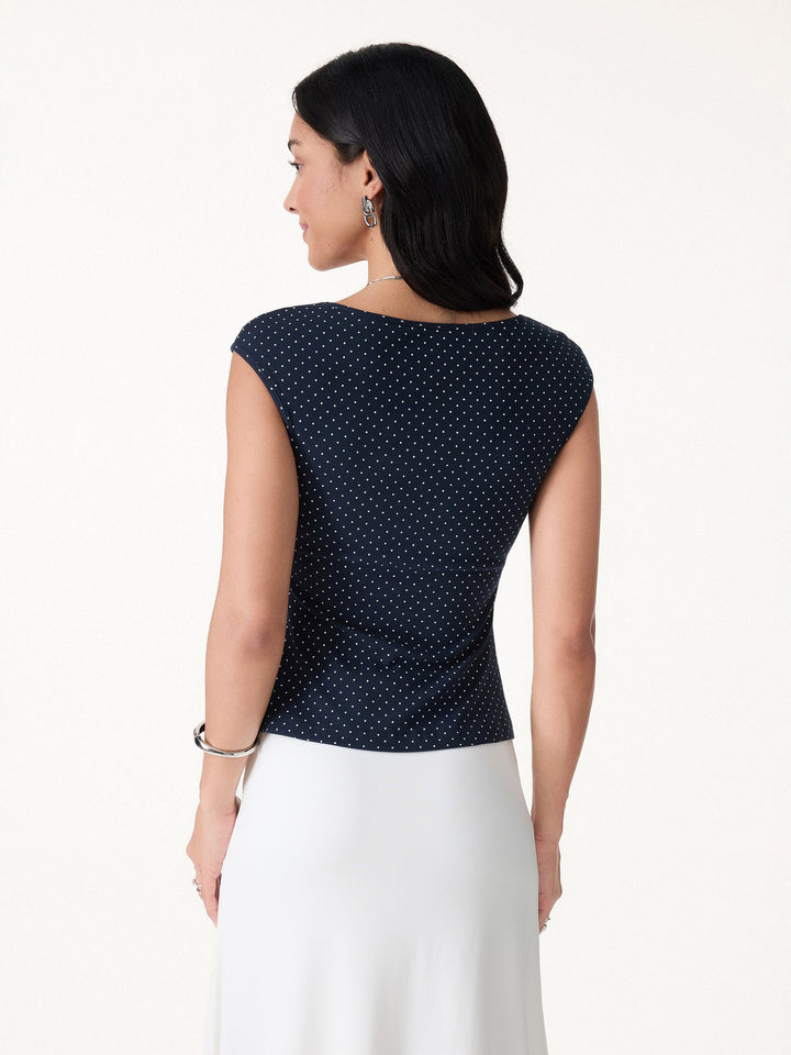 Polka Dots Square Neck Built-In Bra Top 2.0