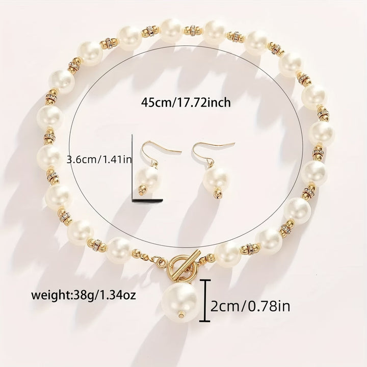 Chunky pearl necklace set laid flat on a white background