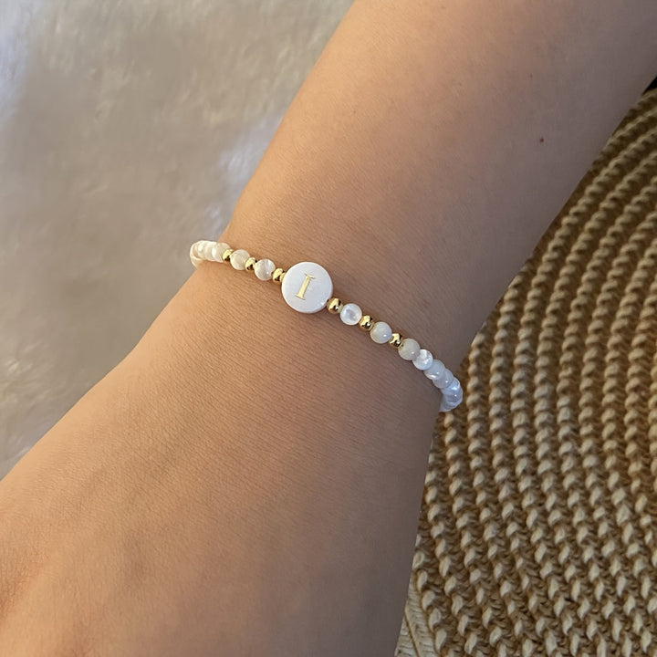 Elegant Initial Pearl Bracelet