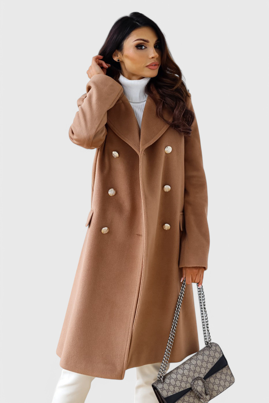 Yara coat double button row detail close-up