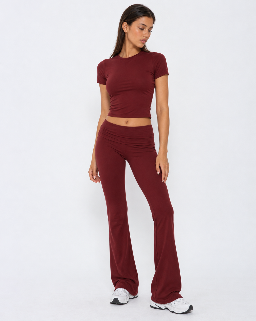 Off Duty Flare Set — women's two-piece set, close view of the hem