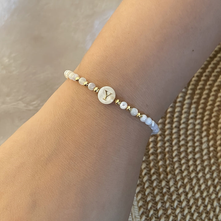 Elegant Initial Pearl Bracelet