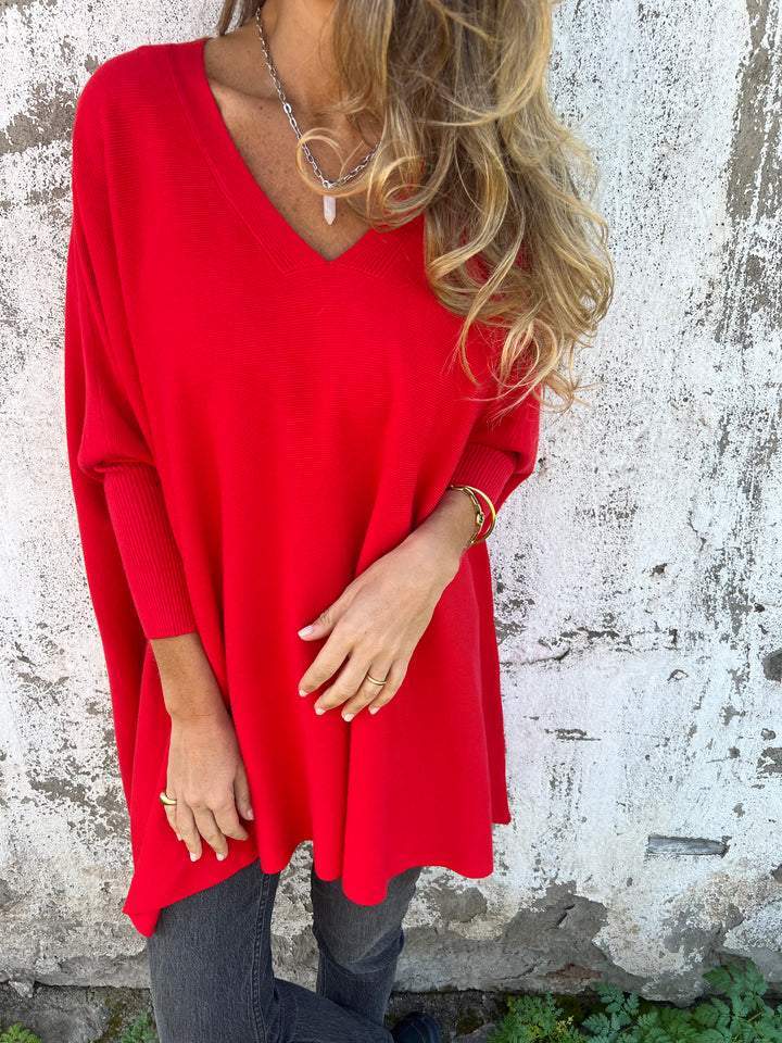 Grace Comfortable V-neck Long Sleeve Sweater — side view