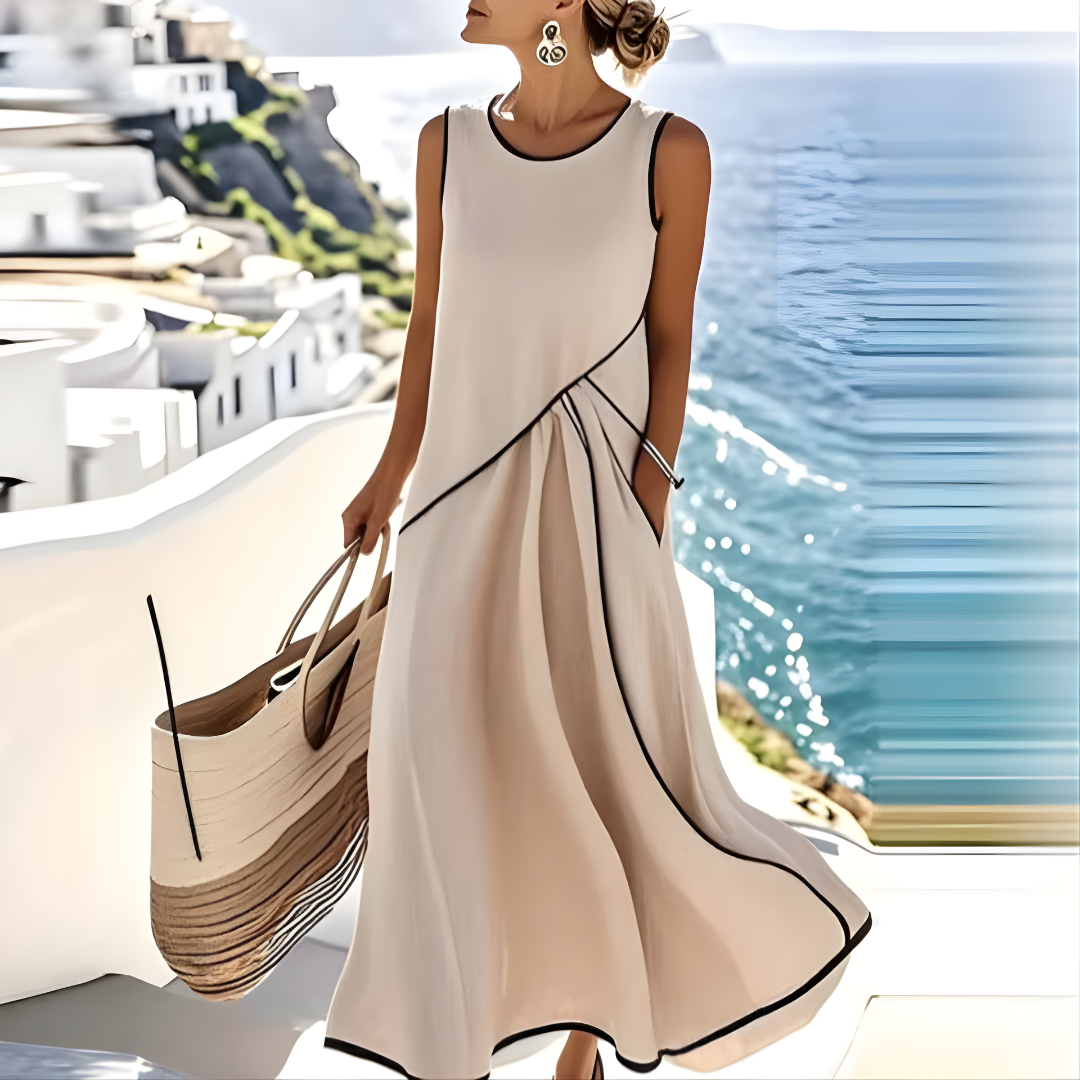 Saige Striped Summer Dress — front view