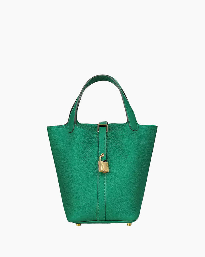 Women's Summer Resort Green Leather Bucket Bag
