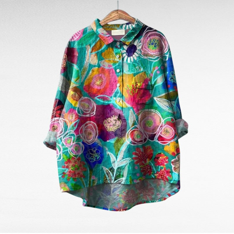 Winifred Colourful Summer Blouse — detail view