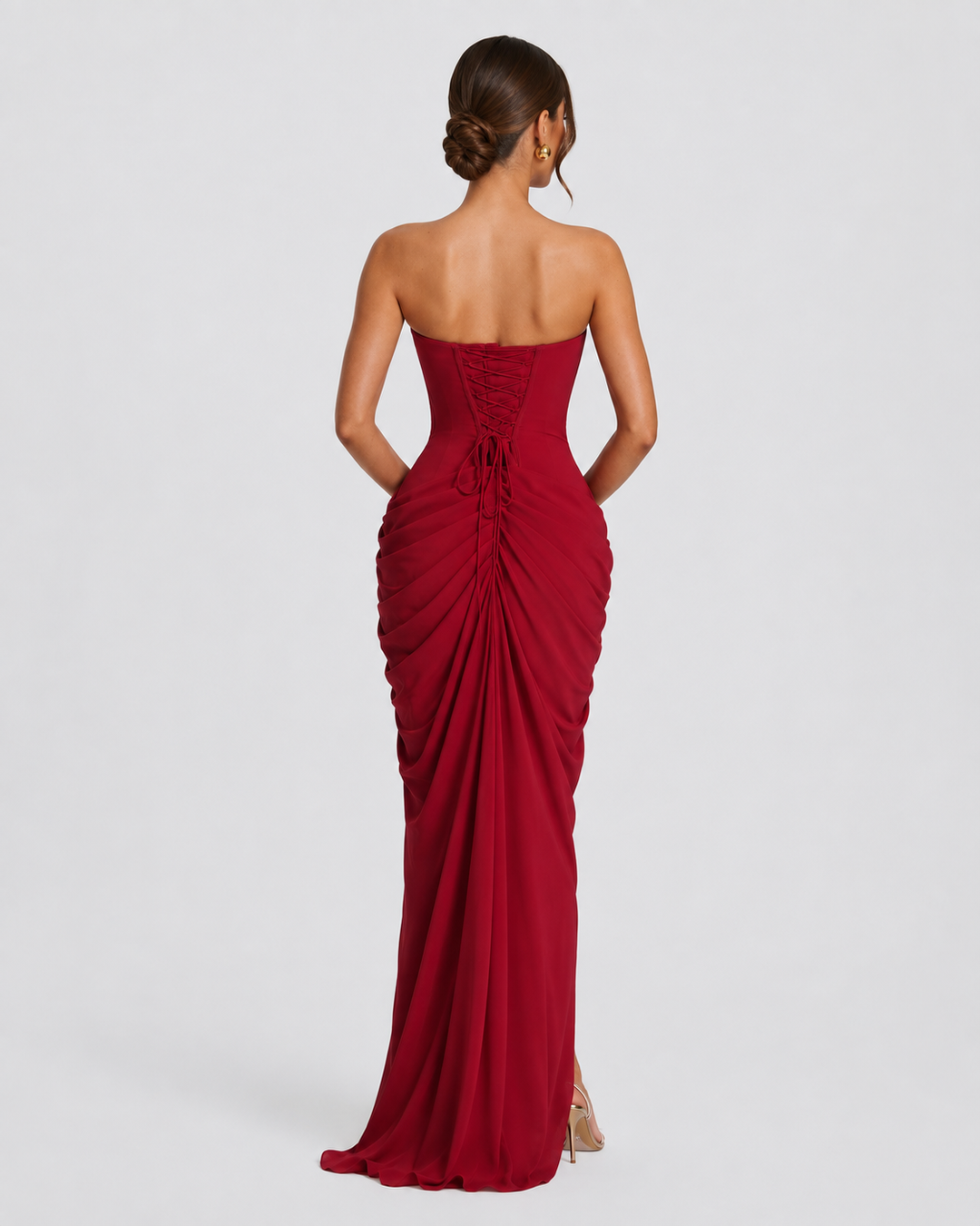 Main Character Drape Gown - women's gown, styled with heels