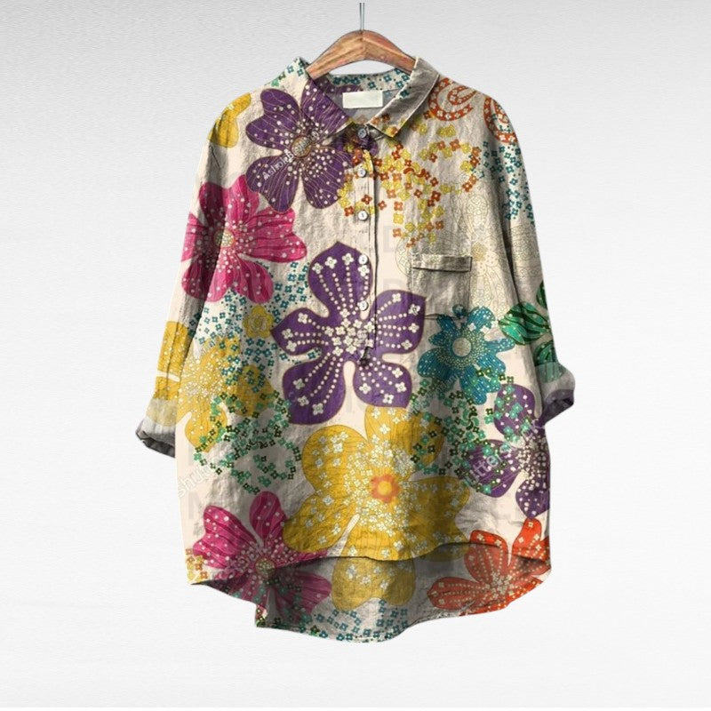Winifred Colourful Summer Blouse — close-up view
