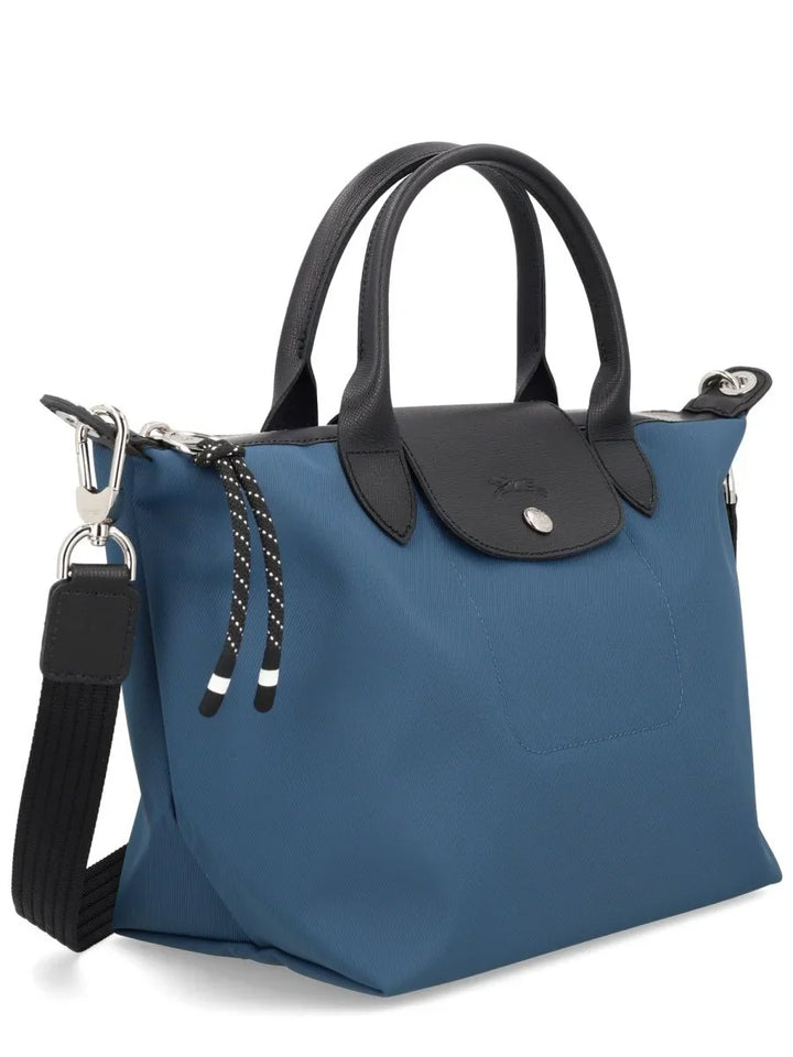 Longchamp Le Pliage Energy Small Crossbody Bag Navy Marine Blue worn crossbody