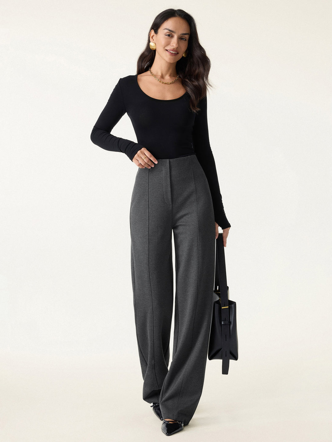 Ponte High-Rise Straight-Leg Pants with Pockets
