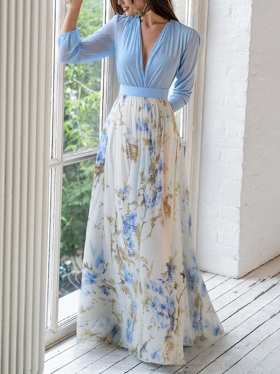 Abigail - Maxi Dress with Dazzling Floral Print — back view