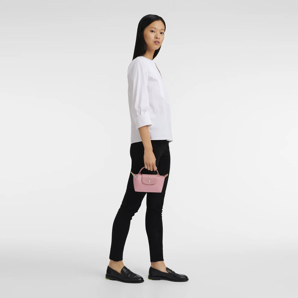 Longchamp Le Pliage Green XS Handbag Pink Petal Angle View