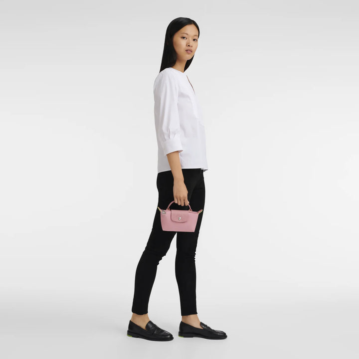 Longchamp Le Pliage Green XS Handbag Pink Petal Angle View