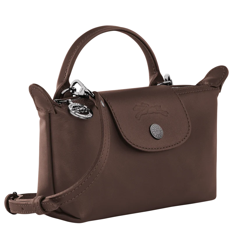 Longchamp Mini Leather Bag Mokka — side view