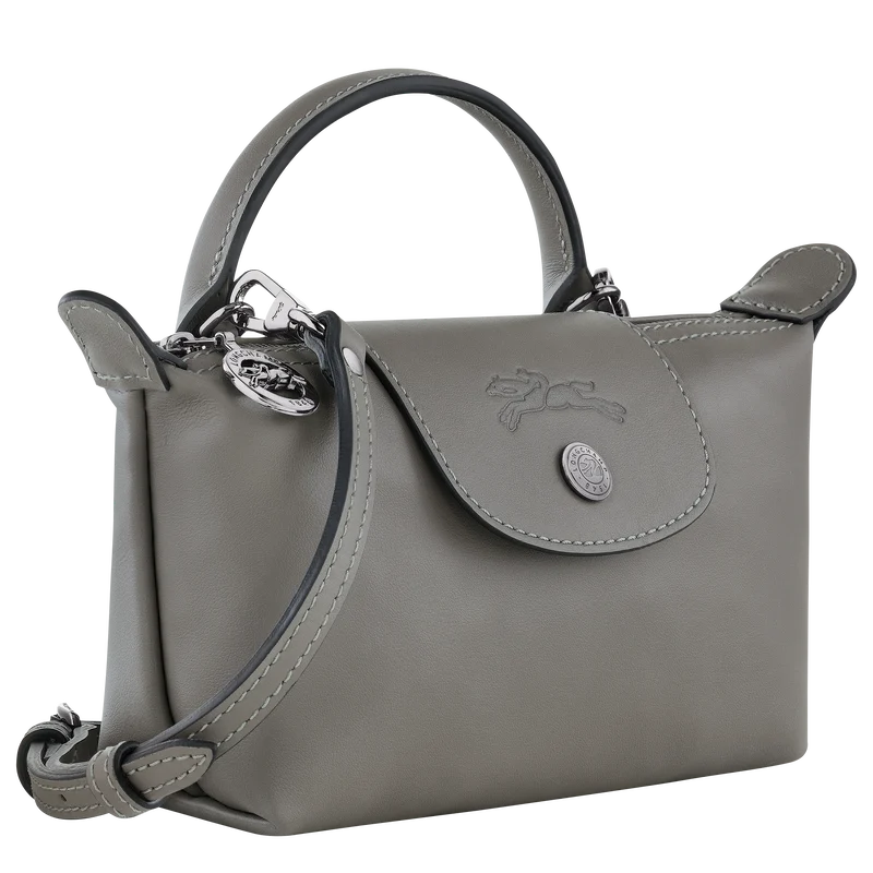 Longchamp Mini Leather Bag Grey — side view