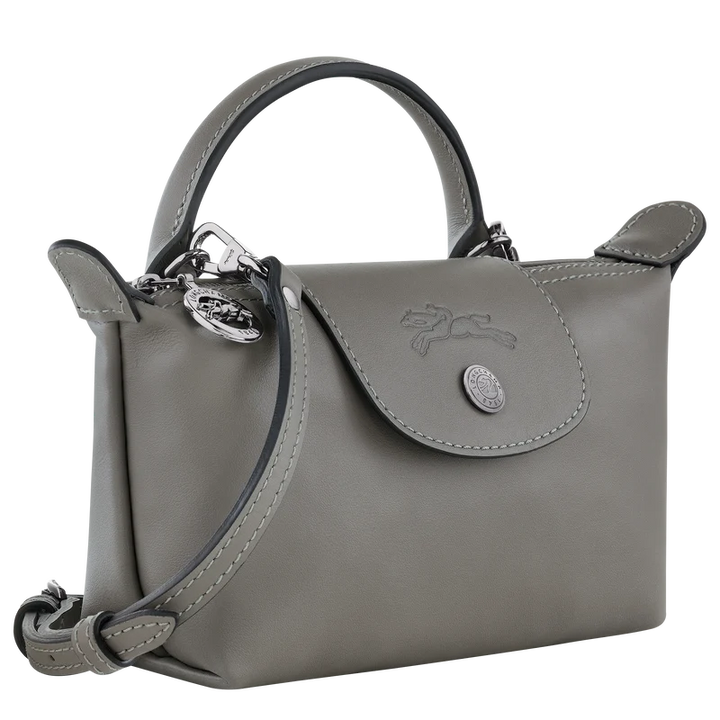 Longchamp Mini Leather Bag Grey — side view