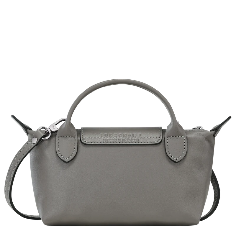 Longchamp Mini Leather Bag Grey — back view