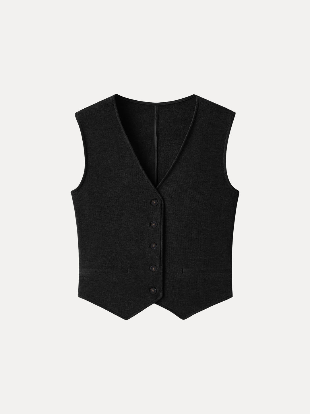 Petite-Friendly V-Neck Sleeveless Button-Down Cropped Vest