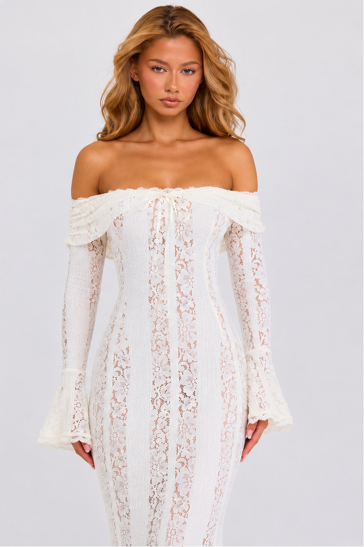 Ethereal Lace Gown Maxi - women's gown, back detail