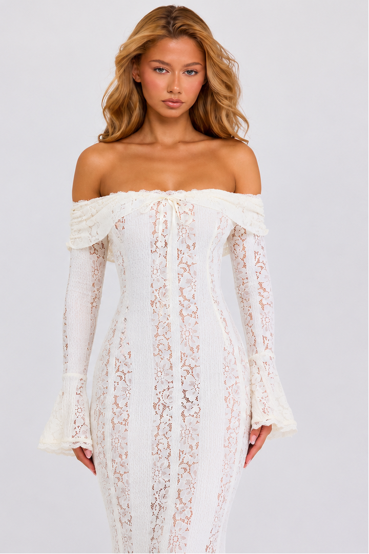 Ethereal Lace Gown Maxi - women's gown, back detail