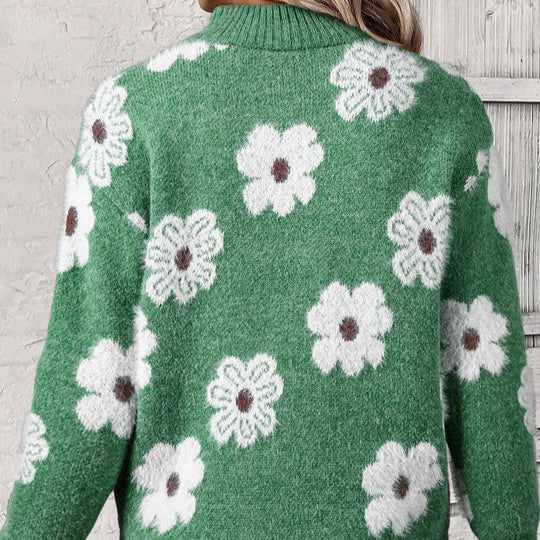 Bloom | Women's Floral Print Half Zip Sweater