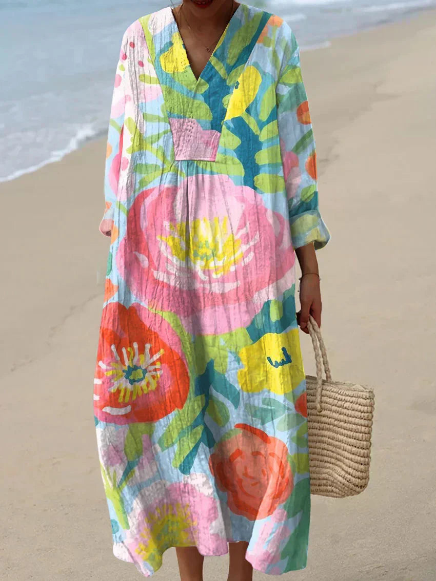 Dina Printed Maxi Dress — front view