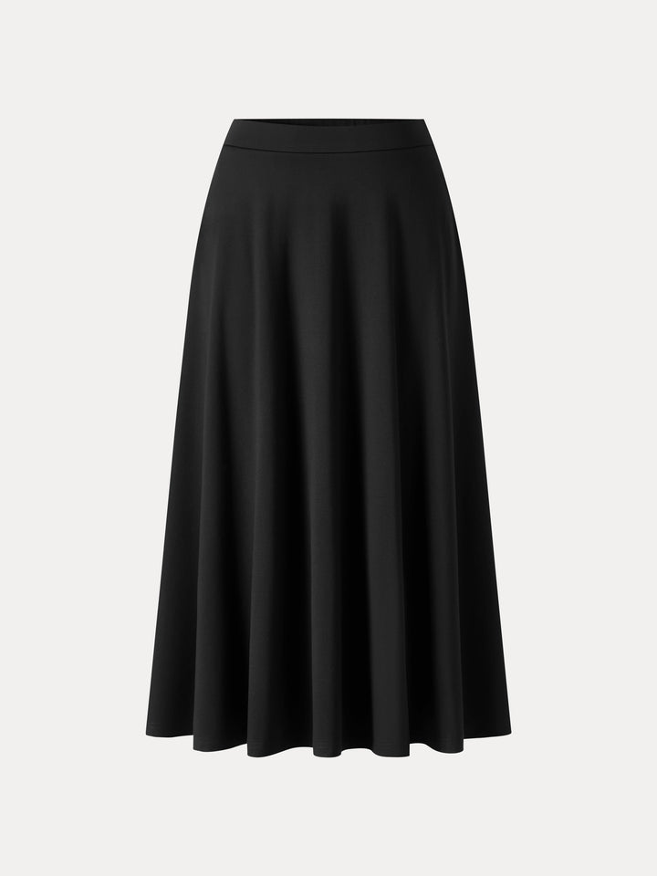 Office Staple Ponte High-Rise Circle Midi Skirt with Pockets