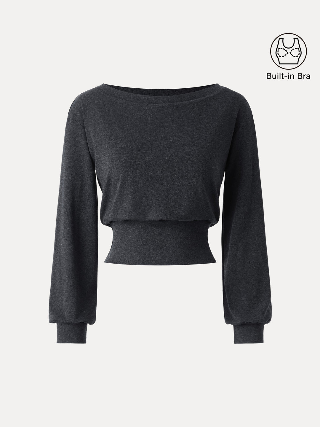 Non-Itchy Wool Blend Boatneck Built-In Bra Top 2.0