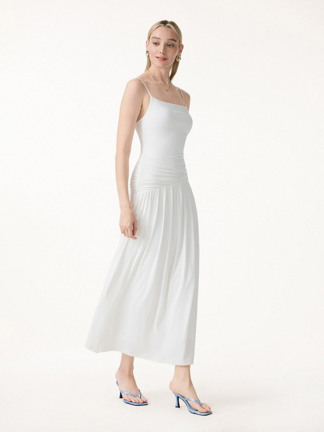 Not-See-Thru Spaghetti Gathered Maxi Built-In Bra Dress 2.0