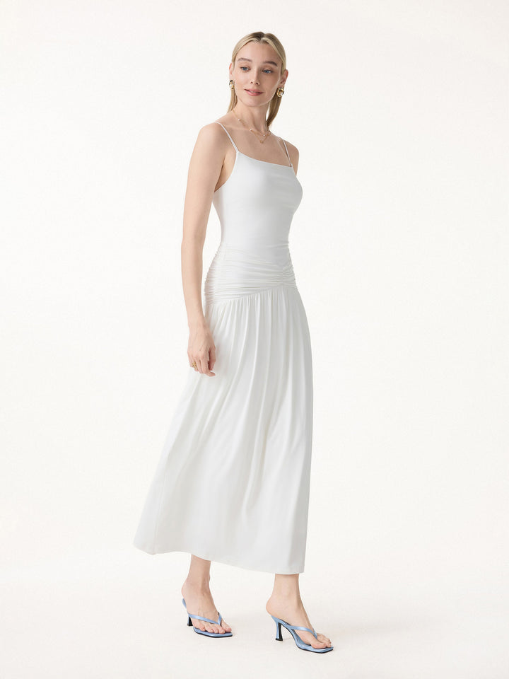 Not-See-Thru Spaghetti Gathered Maxi Built-In Bra Dress 2.0