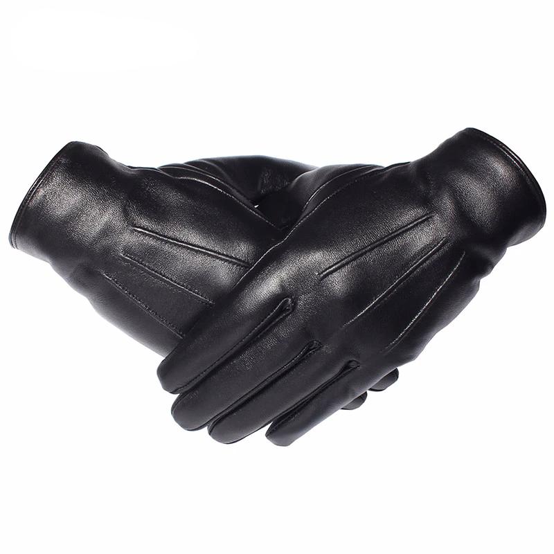 Vintage leather gloves in black, pair front view