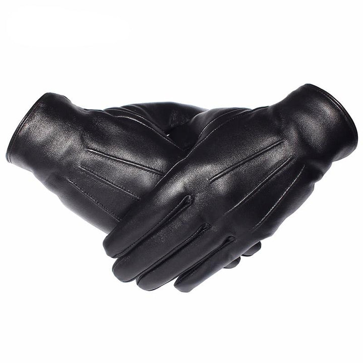 Vintage leather gloves in black, pair front view