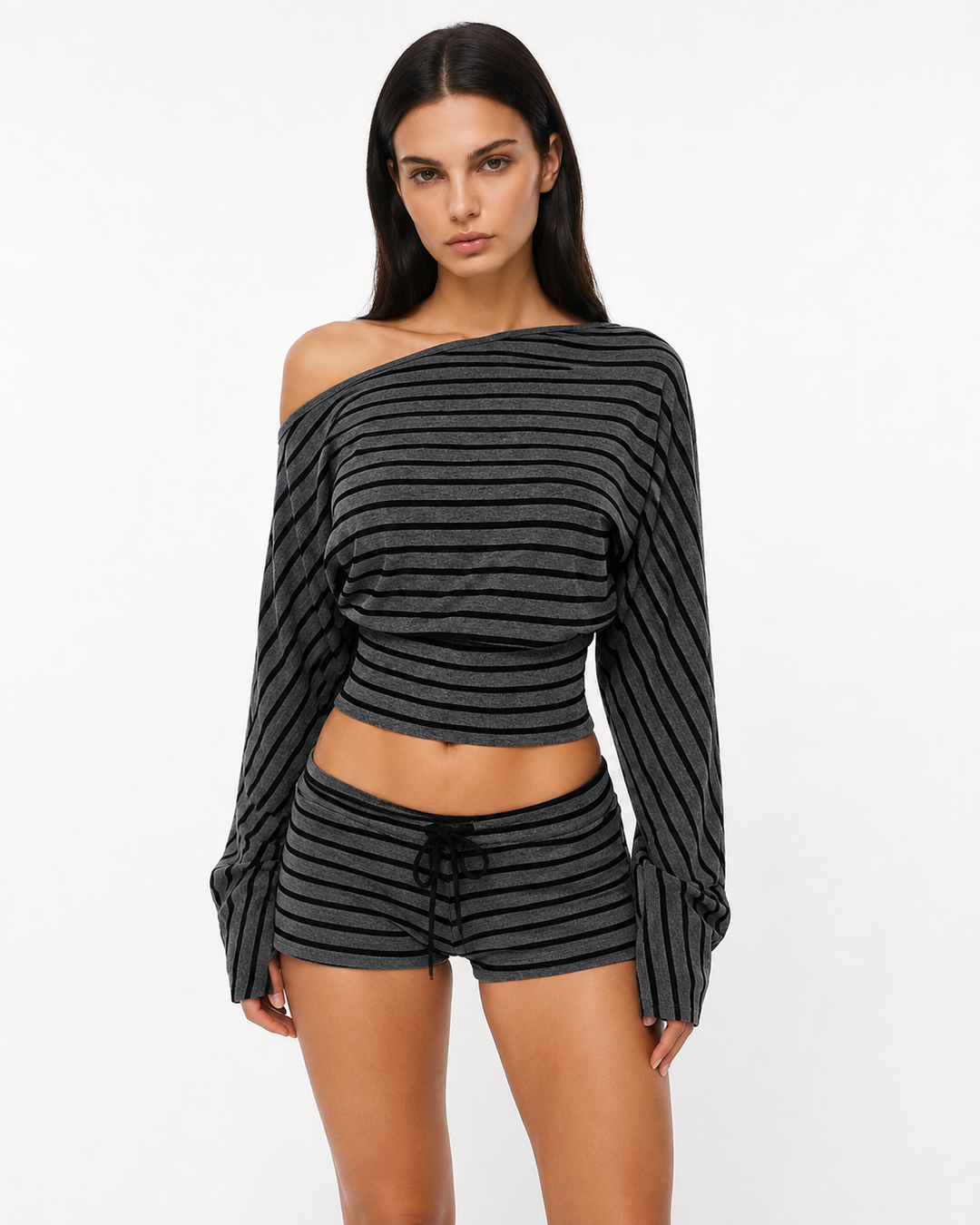 Sunday Stripe Lounge Set — women's loungewear set, front view