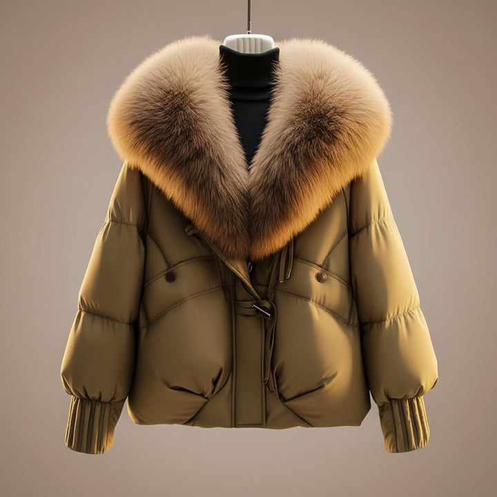 Daisy | Women's Glossy Puffer Jacket with Oversized Faux Fur Collar