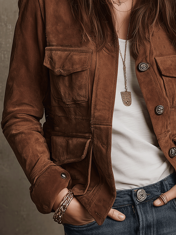 Vintage Brown Suede Utility Jacket | Harry & Kate London