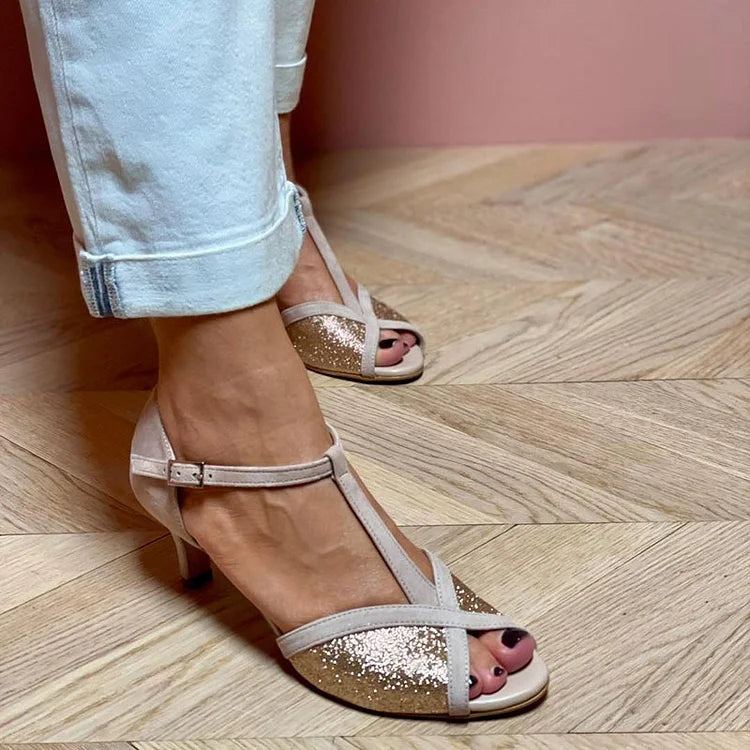 Glitter Sandal With Low Heel — detail view