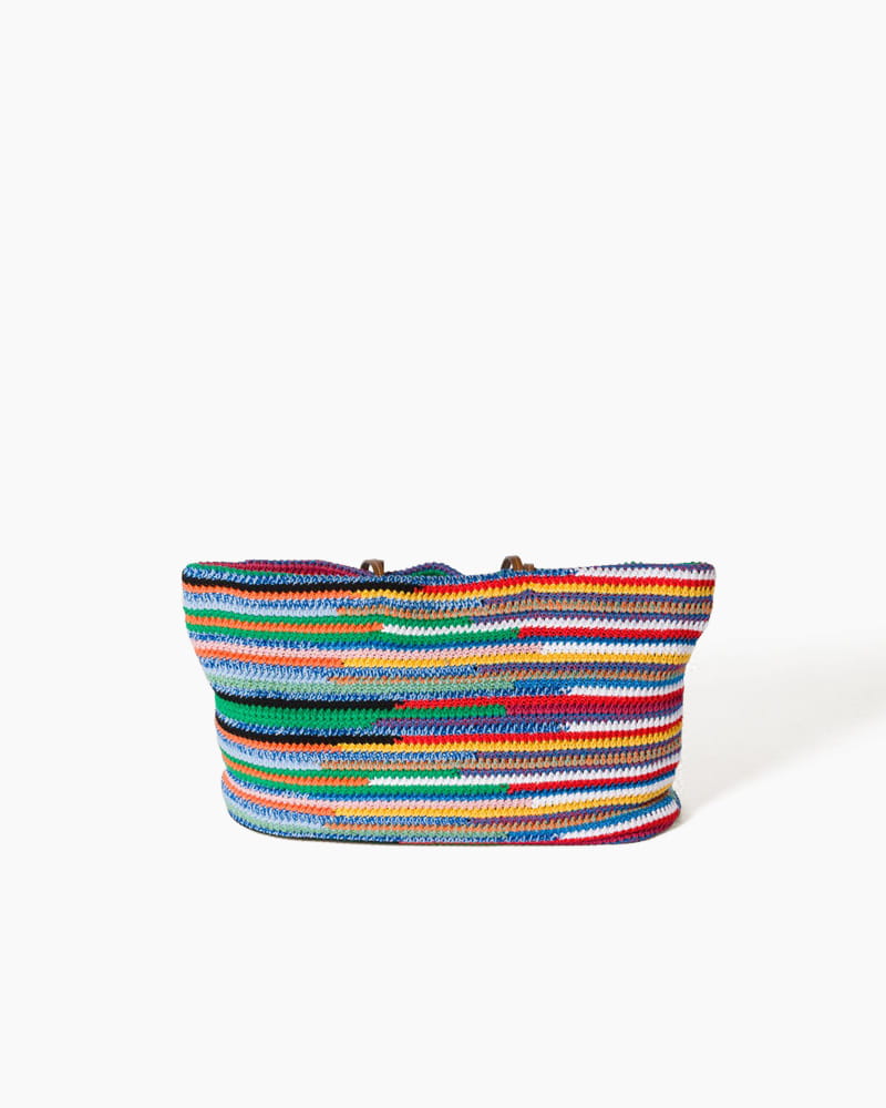 Summer Multicolor Striped Crochet Shoulder Tote Bag